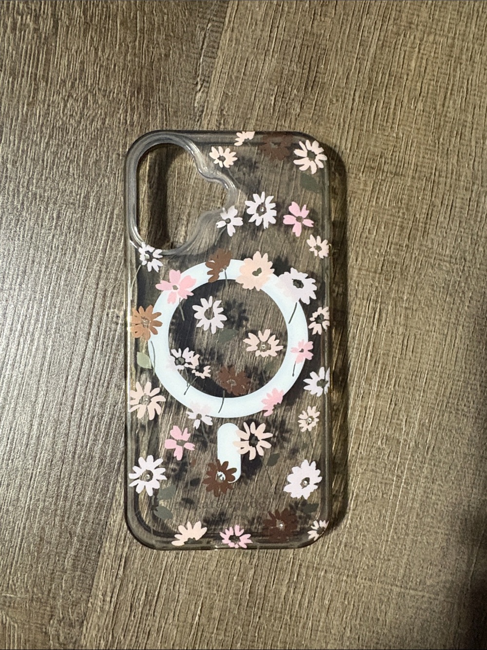 kate spade Clear Floral MagSafe iPhone Case with Pink & Brown Flowers
